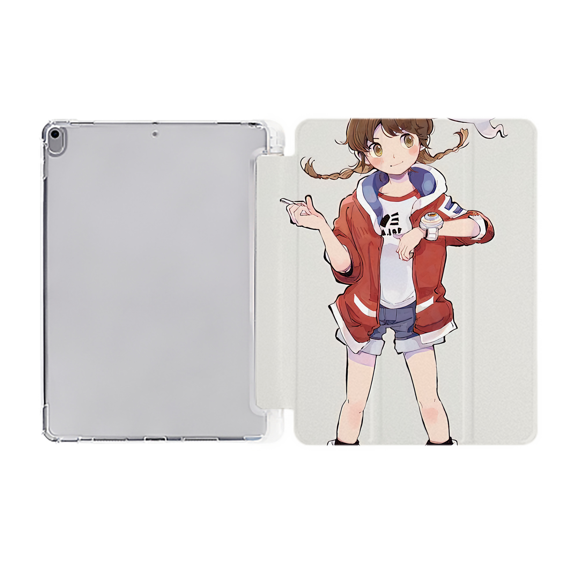 （画像用） 妖怪ウォッチ Yo-kai Watch IPad ケース ペン収納付き 三つ折りスタンド PUレザー×シリコン 対応機種9.5/10.5/10.9インチ